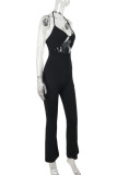 Sexy Solid Color Backless Adjustable Halter Skinny Jumpsuits