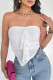 Sexy Solid Color Irregular Flounce Strapless Tops