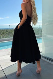 Elegant Solid Color Patchwork Strapless Evening Dresses