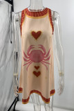 Casual Animal Print Contrast O Neck Sleeveless Dresses