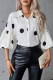 Casual Polka Dot Patchwork Contrast Turndown Collar Tops