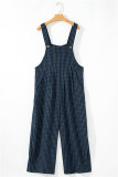 Casual Plaid Pocket Contrast Square Neck Loose Jumpsuits