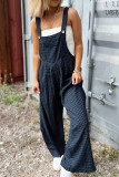 Casual Plaid Pocket Contrast Square Neck Loose Jumpsuits