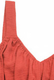 Vacation Solid Color Lace Up Ruched V Neck Sling Dresses