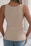 Sexy Solid Color Hollow Out Weave V Neck Tops