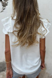 Daily Solid Color Flounce V Neck T-Shirts
