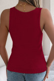 Sexy Solid Color Hollow Out Weave V Neck Tops