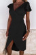 Sexy Solid Color Ruched Flounce V Neck A Line Dresses