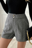 Casual Stripe Pocket Buttons Patchwork Loose High Waist Type A Patchwork Bottoms