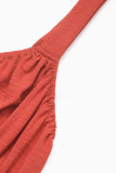 Vacation Solid Color Lace Up Ruched V Neck Sling Dresses