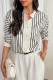 Casual Stripe Buttons Contrast Mandarin Collar Tops