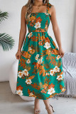 Vacation Flowers Print Lace Up Square Neck Sling Dresses