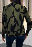 Casual Floral Print Buttons Turndown Collar Tops