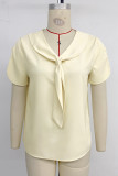 Daily Solid Color Patchwork V Neck Tops