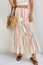 Bohemian Geometric Print Lace Up Flounce Loose High Waist Type A Patchwork Bottoms
