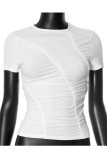 Daily Solid Color Patchwork O Neck T-Shirts