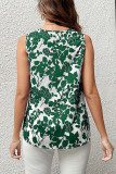 Casual Floral Print Buttons V Neck Tops