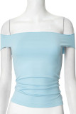 Sexy Solid Color Patchwork Off Shoulder T-Shirts(two methods)