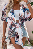 Vacation Floral Print Knotted Swimwears Cover Up