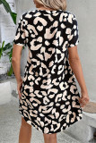 Casual Geometric Print Contrast V Neck Short Sleeve Short Sleeve Dress