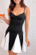 Casual Solid Color Patchwork Contrast V Neck Sling Dresses