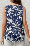 Casual Floral Print Buttons V Neck Tops