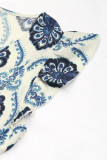 Casual National Totem Print Flounce V Neck A Line Dresses