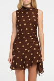 Sexy Polka Dot Stringy Selvedge O Neck Sleeveless Dresses