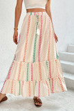 Bohemian Geometric Print Lace Up Flounce Loose High Waist Type A Patchwork Bottoms