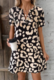 Casual Geometric Print Contrast V Neck Short Sleeve Short Sleeve Dress