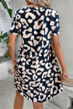 Casual Geometric Print Contrast V Neck Short Sleeve Short Sleeve Dress