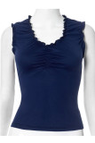 Sexy Solid Color Ruched U Neck Tops