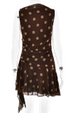 Sexy Polka Dot Stringy Selvedge O Neck Sleeveless Dresses
