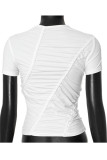 Daily Solid Color Patchwork O Neck T-Shirts