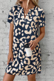 Casual Geometric Print Contrast V Neck Short Sleeve Short Sleeve Dress