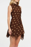 Sexy Polka Dot Stringy Selvedge O Neck Sleeveless Dresses