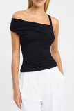 Sexy Solid Color Irregular Off Shoulder Tops