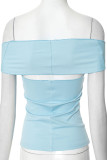 Sexy Solid Color Patchwork Off Shoulder T-Shirts(two methods)