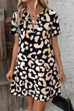 Casual Geometric Print Contrast V Neck Short Sleeve Short Sleeve Dress