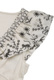 Vacation Floral Print Flounce V Neck Waist Skirt Dresses