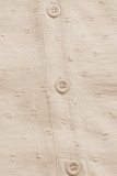 Casual Solid Color Jacquard Hollow Out Buttons Fur Ball V Neck Tops
