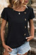 Casual Solid Color Buttons O Neck T-Shirts