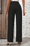 Casual Solid Color Lace Up High Waist Straight Solid Color Bottoms