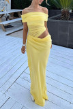 Sexy Solid Color Mesh Off Shoulder Long Dresses