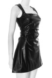 Sexy Patchwork Zipper Square Neck A Line Dresses