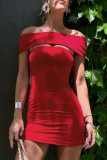 Sexy Solid Color Off Shoulder Wrapped Skirt Dresses