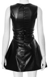 Sexy Patchwork Zipper Square Neck A Line Dresses