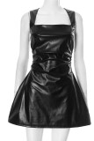 Sexy Patchwork Zipper Square Neck A Line Dresses