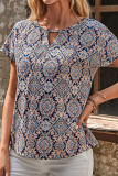 Casual Geometric Print Patchwork O Neck T-Shirts