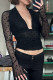 Sexy Solid Color Lace V Neck Tops